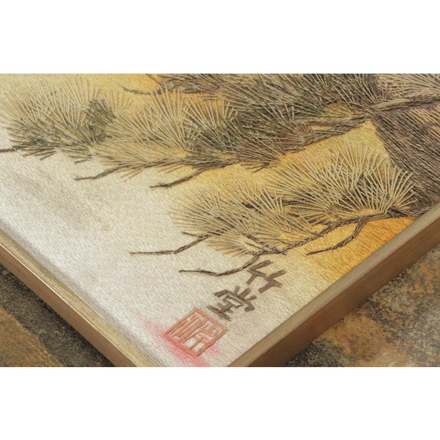 Textile Antique Japanese Tapestry With Cranes in Natural Landscape - Rug & Kilim For Sale - Image 7 of 7