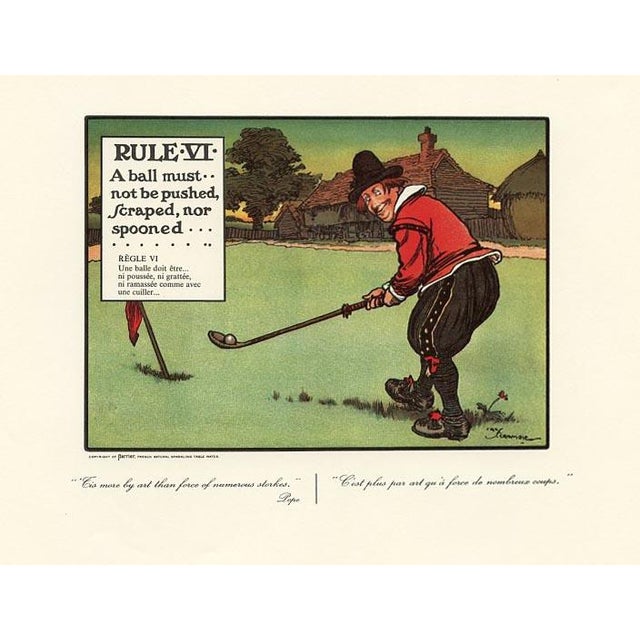 This original print is from a folio of whimsical Golf illustrations by the English artist Charles Crombie (1880-1967)....