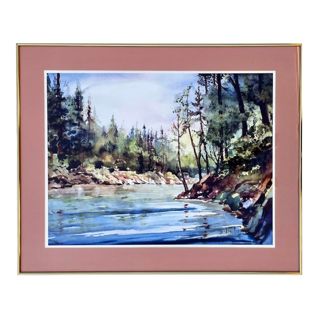 Vintage Watercolor Landscape by Joan Brumley For Sale