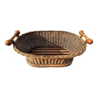 Antique Laundry Basket W/Slatted Wood Bottom For Sale