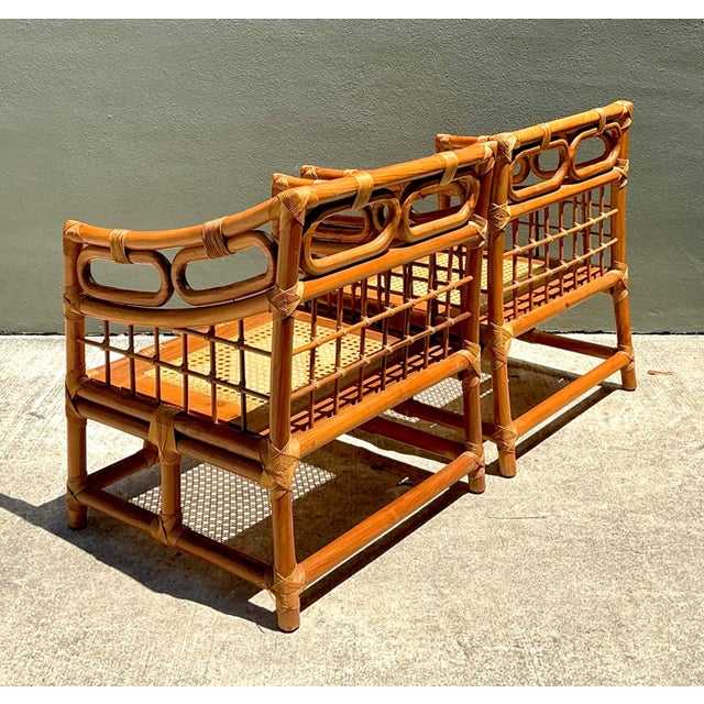 Vintage Loop Rattan Lounge Chairs - A Pair For Sale - Image 16 of 17