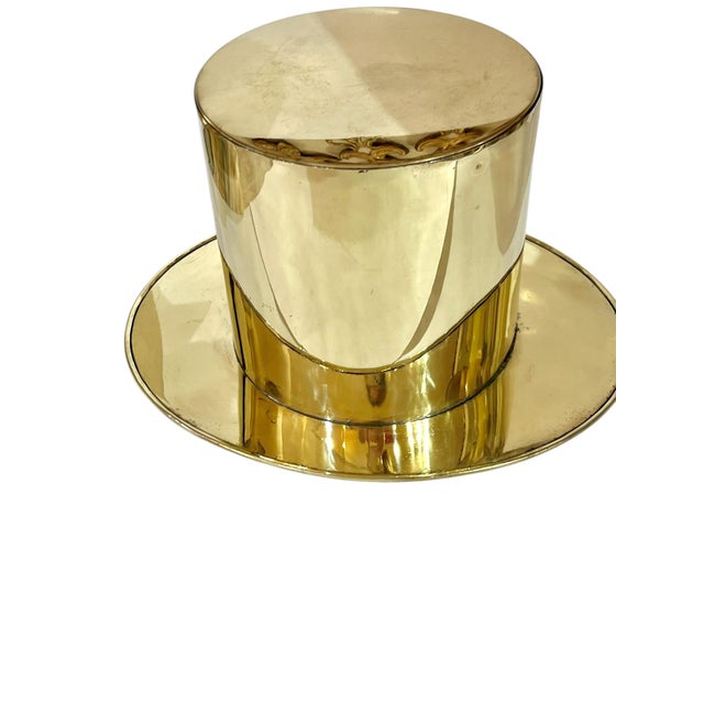 Vintage French Brass Art Deco Style Brass Finish Top Hat Ice Champagne Bucket Cooler For Sale - Image 12 of 17