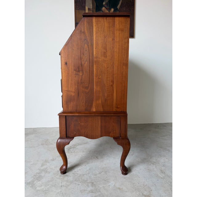 Vintage Queen Anne Style Solid Cherry Slant-Front Secretary Desk For Sale In Miami - Image 6 of 12