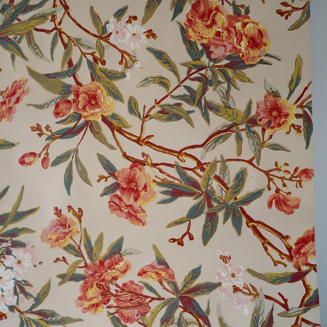Late 20th Century Deadstock Ralph Lauren Vinyl Wallpaper- Climbing Oleander in Cream For Sale - Image 14 of 17