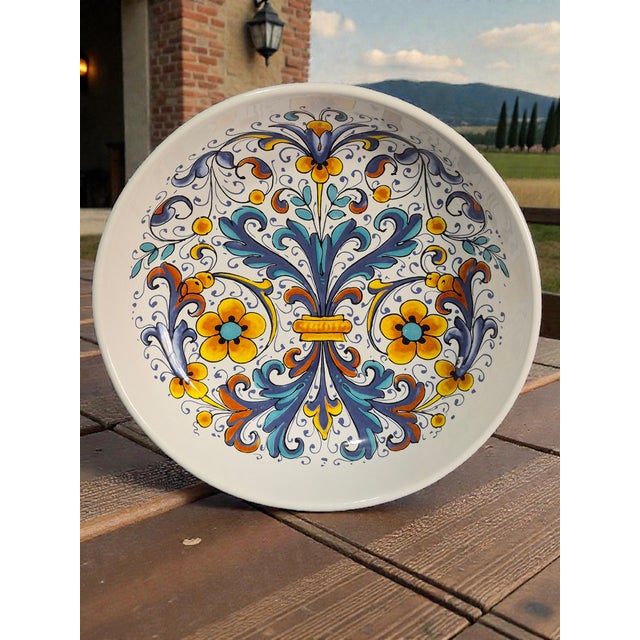 This Vintage Italian Painted Nova Deruta Pottery Serving Bowl is a beautiful addition to any table setting. Made in Italy,...