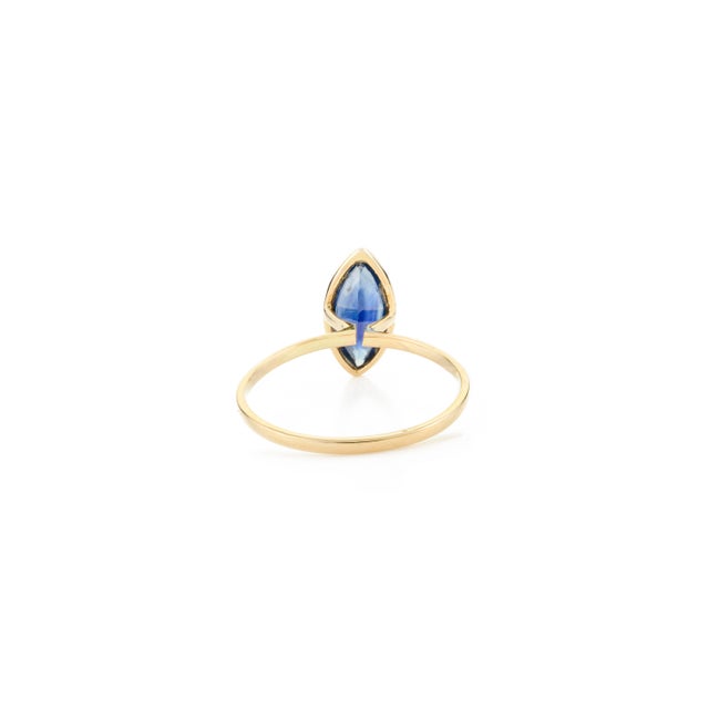 Metal Modern Blue Sapphire Midi Ring in 14k Solid Gold Size 6 For Sale - Image 7 of 11