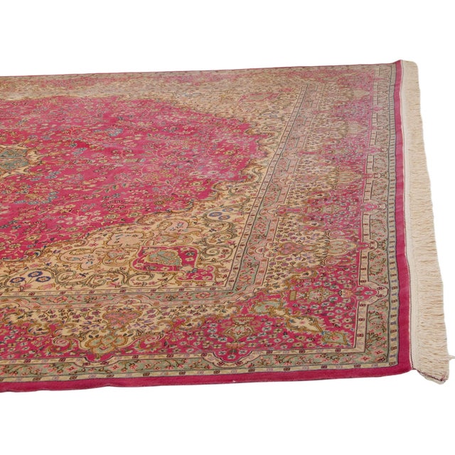 Old New House Vintage Bulgarian Kerman Design Square Carpet - 12' x 12'4" For Sale - Image 4 of 11