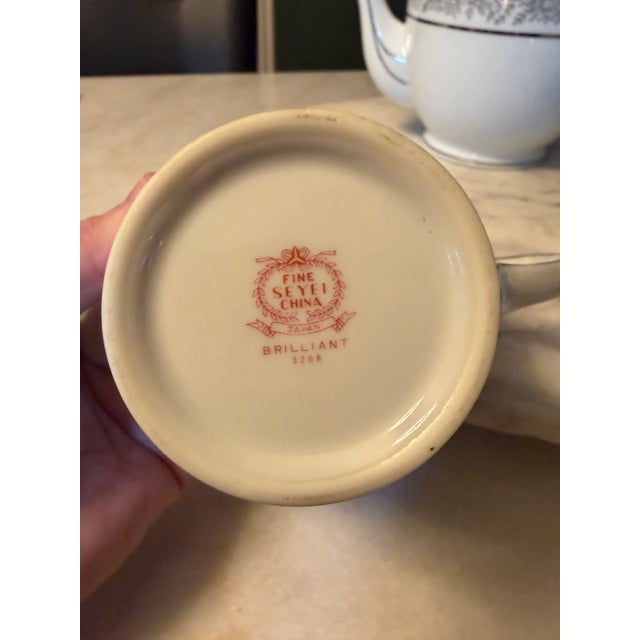 Seyei Fine China Japan Tea Set "Brilliant" #3208 - Platinum Trim - Mint - 1970s For Sale - Image 14 of 16