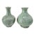Vintage Thai Celadon Green Crackle Glaze Ceramic Vases — A Pair For Sale
