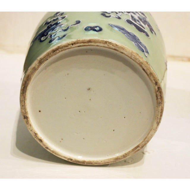 Celadon Circa 1880 Chinese Pair of Covered Porcelain Jars For Sale - Image 8 of 9