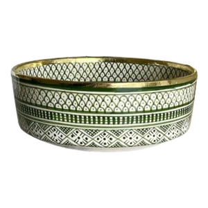 Green Moroccan Ceramic Brass Bowl Vessel Sink
