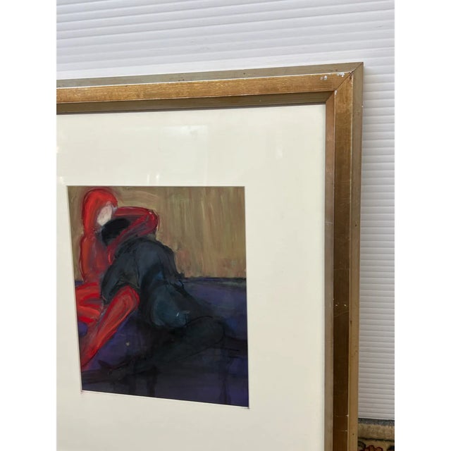 Nancy Willis Two Spies in Red Painting, Circa 1980 For Sale - Image 9 of 11