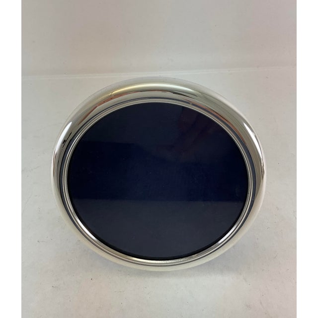 Mid-Century Modern Quality Tarnish-Proofed Round Silver Plated Photo Frame, Plain For Sale - Image 3 of 9