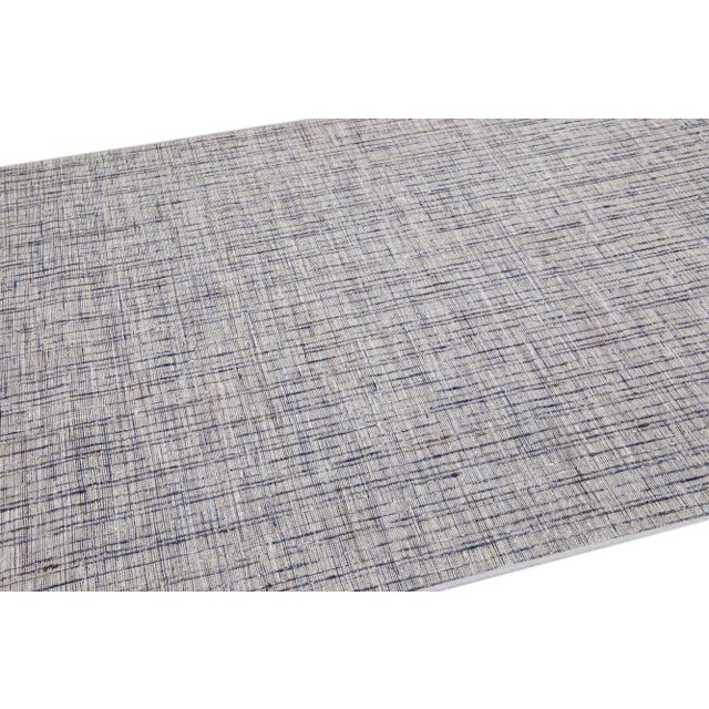 2010s Gray Contemporary Texture Hand Loomed Wool Rug With Strie Design For Sale In New York - Image 6 of 7
