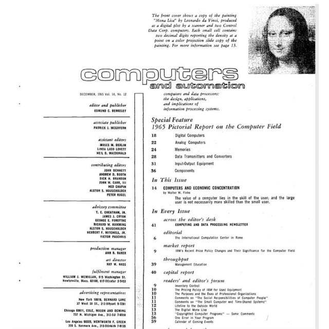 Burnt Umber Rare! Mona Lisa Displayed in Computer Histoty Museum, and Museum of Digital Art. Mona by the Numbers by H.Philip Peterson, October 24, 1965 For Sale - Image 8 of 9