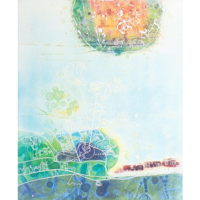 An abstract intaglio print by the Japanese artist Shoichi Hasegawa (1929-2023). Titled "Envolée Florale (Floral...