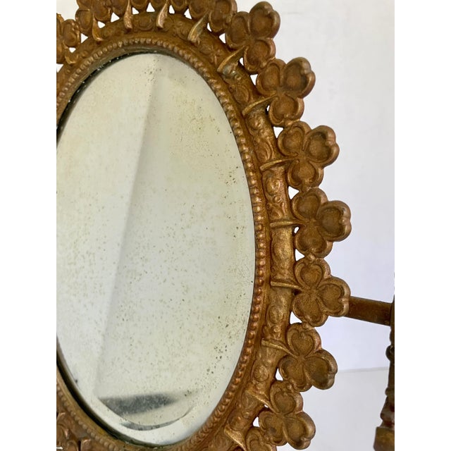 Late 19th Century Antique Swivel Ornate Cloverleaf Freestanding Vanity Mirror For Sale - Image 5 of 12