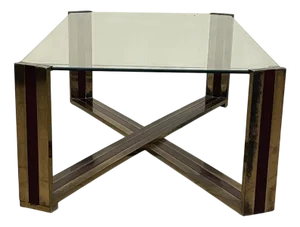 Coffee Table in Brass and Lacquered Metal, 1970s