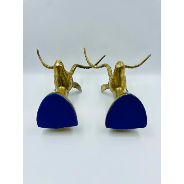 Brass Mid 20th Century Regency Style Brass Gazelle Bookends - a Pair For Sale - Image 8 of 13