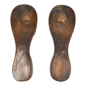 Early 20th Century Dogon Pair of Carved Wooden Shoes Women's Size 8 Mali