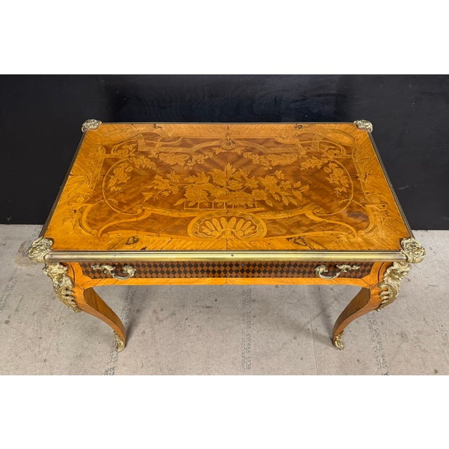 Antique French Marquetry Desk, 1900 For Sale - Image 3 of 18