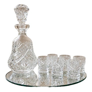 Crystal and Cut Glass Tray Shot Glasses, Set of 8 For Sale