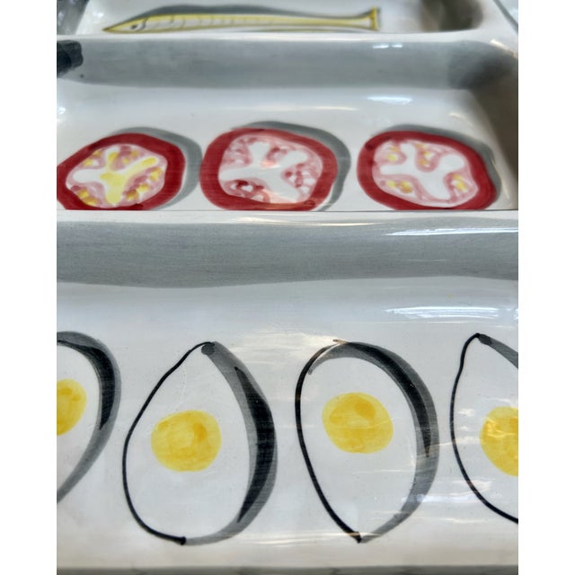 Mid 20th Century Italian Modern Hand Painted Handled Art Pottery Tray For Sale - Image 16 of 18
