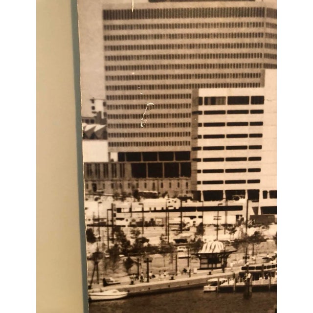 Vintage 1977 Morton C. Tadder Baltimore Inner Harbor Signed Black & White Sepia Tone Large Cityscape Photograph For Sale - Image 11 of 12
