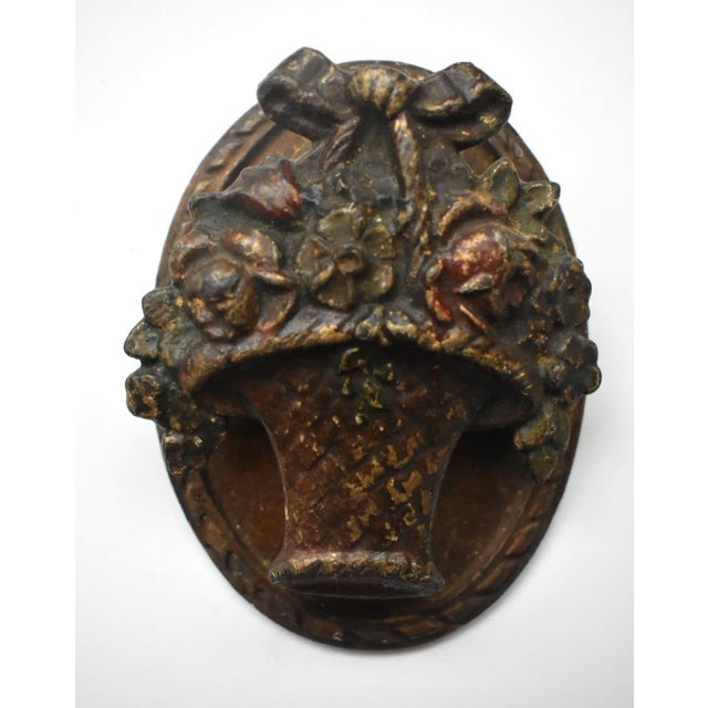 1920s 1920s Oval Cast Iron Floral Door Knocker For Sale - Image 5 of 5