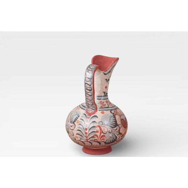 1970s Mexican Tonalá Pottery Pitcher With Haindpainted Floral Motifs For Sale - Image 13 of 15