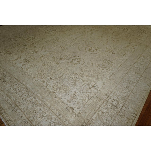 Zabihi Collection Large White Antique Persian Tabriz Rug For Sale - Image 10 of 12