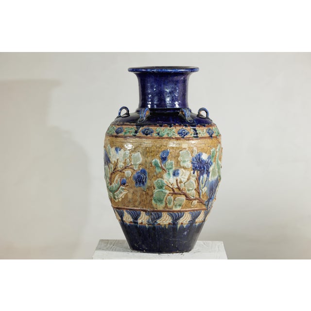 Antique Annamese Water Jar with Phoenix and Floral Relief Decoration For Sale - Image 10 of 18