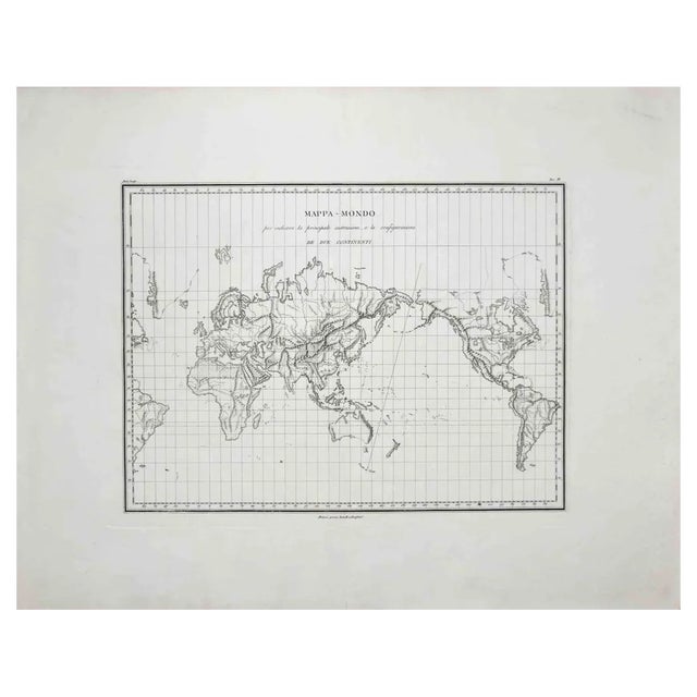 Map of the World, Original Etching, 1820 For Sale