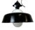 Industrial Black Enamel Ceiling Lamp with Glass Cover, 1950s For Sale