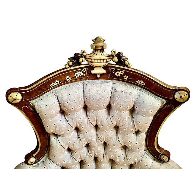 Victorian Antique “His” & “Hers” American Neo-Grec Upholstered Chair Set For Sale - Image 3 of 15