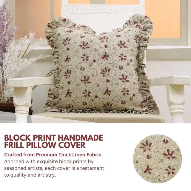 * “Aradhana” Block Print Cushion Cover – Showcasing traditional hand block printing on premium thick linen, the “Aradhana”...