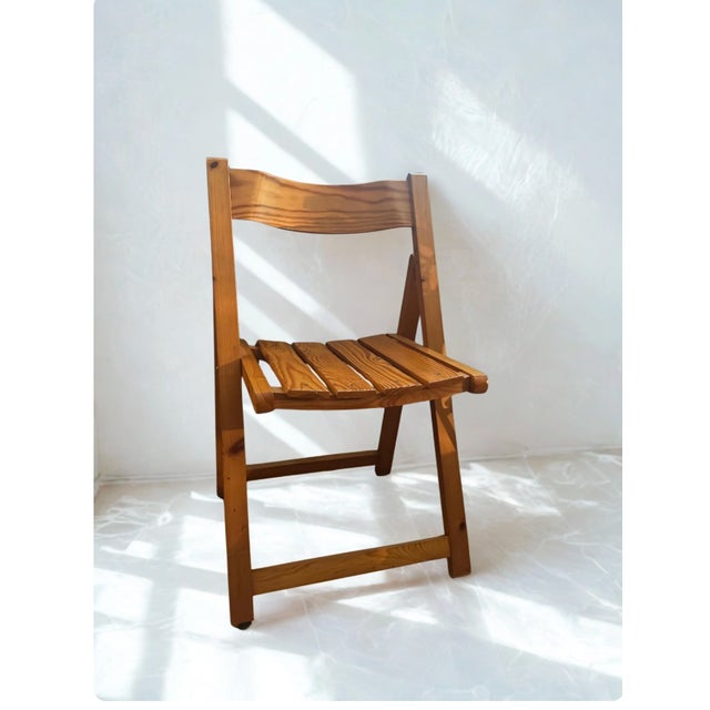 Mid-Century Scandinavian Pine Folding Chairs, 1970, Set of 2 For Sale - Image 6 of 6