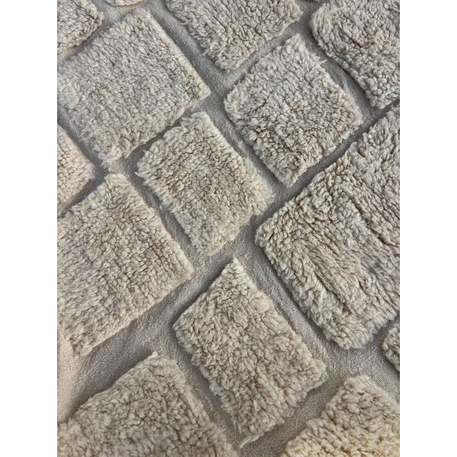 Berber Tribes of Morocco White Textured Geometric Design – Modern Minimal Area Rug For Sale - Image 4 of 7
