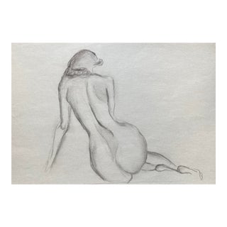 1940s Paul Travis Reclined Female Nude Drawing For Sale