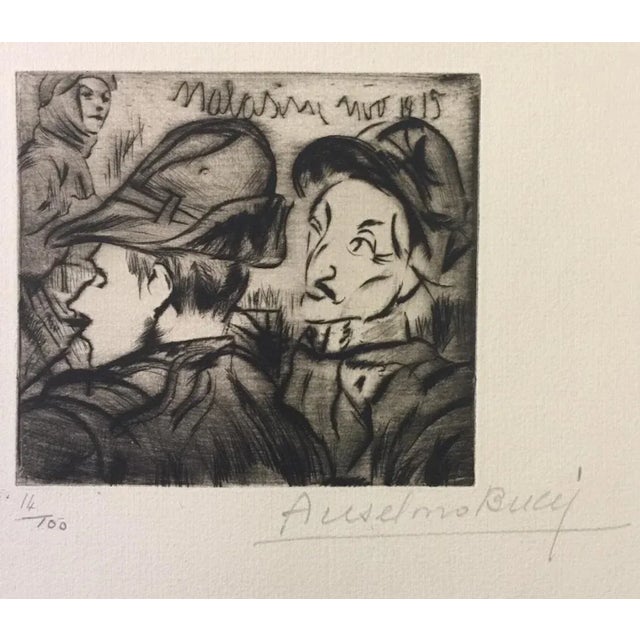 Alpino - Original Etching by Anselmo Bucci - 1917 1917 For Sale - Image 3 of 3