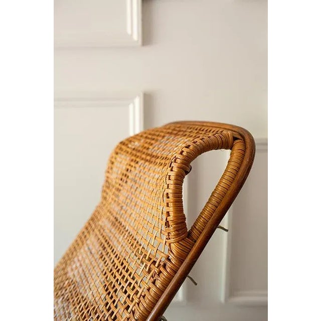 Wood Vintage Wicker and Bamboo Reclining Lounge Chair For Sale - Image 7 of 9