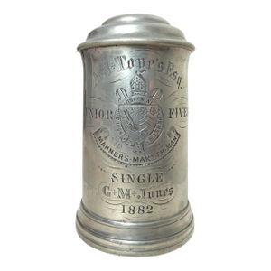 Antique 1882 Engraved Pewter College Football Junior 5 Tankard Trophy Stein Mug