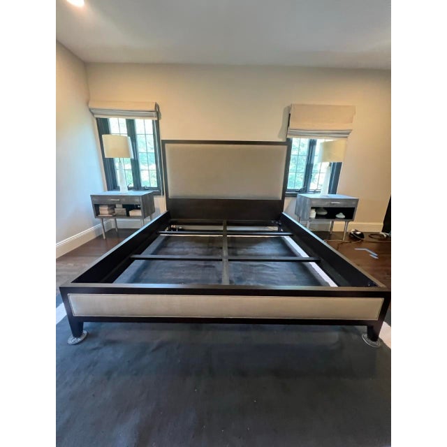 French Contemporary Fabric Panel Bed For Sale - Image 14 of 18