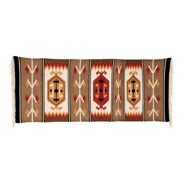 Mid-Century Hungarian Folk Art Geometric Handwoven Wall Tapestry, 1960s For Sale