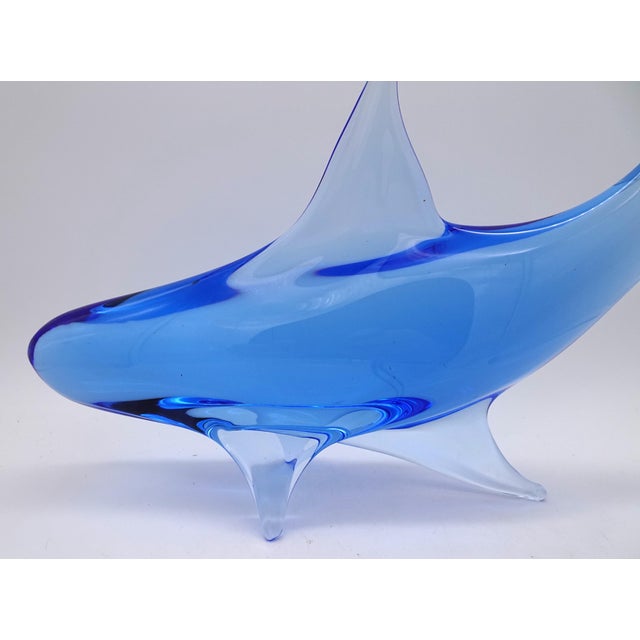 Glass Vintage Murano Glass Shark in Cobalt Blue, 1980s For Sale - Image 7 of 9