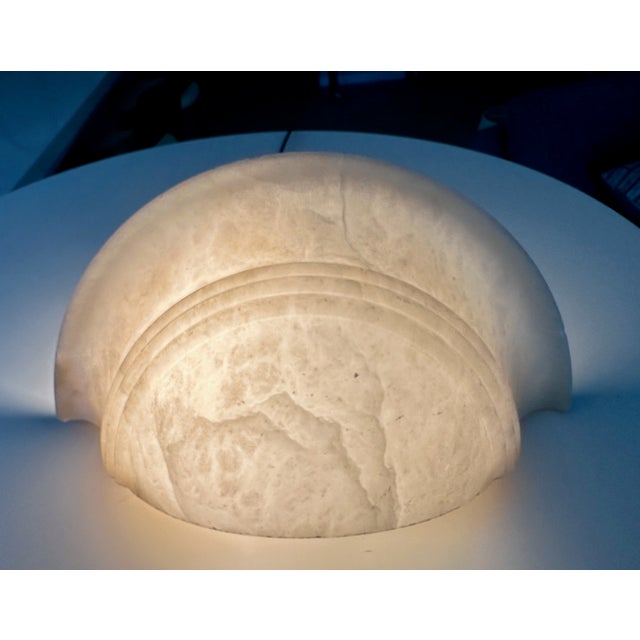 Pair Half Moon Art Deco Style Alabaster Wall Sconces For Sale - Image 13 of 17