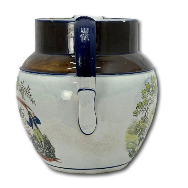 Large Antique English Transfer Decorated Pearlware "Farmers Arms" Motto Pitcher - Batter Jug Very Early 19th Century For Sale In Boston - Image 6 of 12