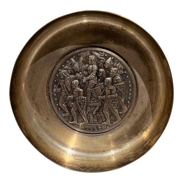 Vintage Medieval Knights Metal Dish Plate Ashtray Fia Lyon France For Sale
