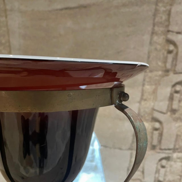 Art Deco 1940s Art Deco Elevated Centerpiece Glass Vase Framed in Solid Bronze For Sale - Image 3 of 12