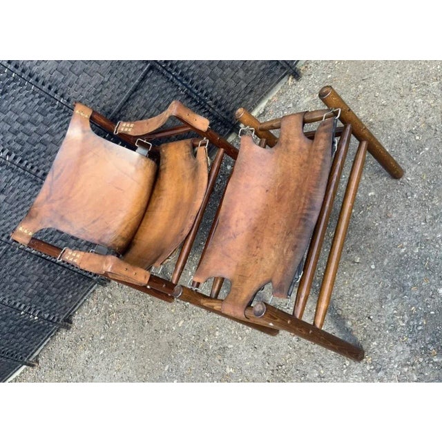 Mid-Century Modern Set of Vintage Hungarian Safari Chair and Ottoman by Arne Norell, 1970 For Sale - Image 3 of 13